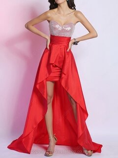 A-line Sweetheart Taffeta Asymmetrical Sequins Prom Dresses #02014269