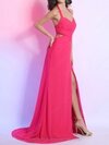 Sheath/Column Halter Chiffon Sweep Train Split Front Evening Dresses #02023085