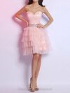 Ball Gown Sweetheart Tulle Satin Short/Mini Rhinestone Homecoming Dresses #02051631