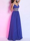 A-line Spaghetti Straps Chiffon Floor-length Rhinestone Prom Dresses #02014266