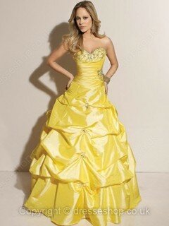 Ball Gown Yellow Taffeta Pick-Ups Lace-up Sweetheart Prom Dress #02015888