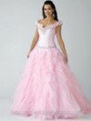 Ball Gown Off-the-shoulder Satin Floor-length Beading Quinceanera Dresses #02015910