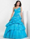 Ball Gown One Shoulder Taffeta Floor-length Beading Prom Dresses #02015923