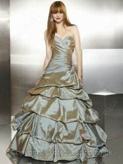 Cheap Ball Gown Taffeta Tiered Lace-up Sweetheart Prom Dress #02015956
