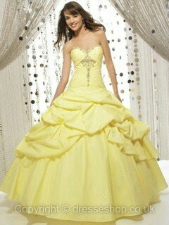 Floor-length Sweetheart Beading Light Yellow Taffeta Elegant Quinceanera Dresses #02015962