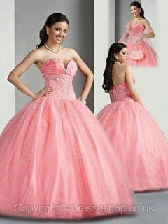 Beautiful Ball Gown Crystal Detailing Tulle Floor-length Quinceanera Dresses #02015968