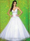 Ball Gown V-neck Tulle Taffeta Floor-length Beading Quinceanera Dresses #02015761