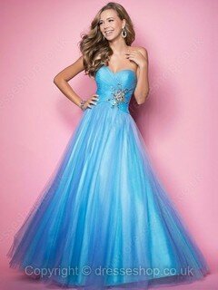 Blue Ball Gown Sweetheart Exclusive Tulle with Crystal Detailing Prom Dress #02015767
