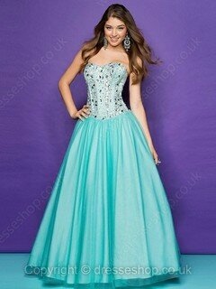 Princess Lace-up Satin Tulle Crystal Detailing Sweetheart Prom Dress #02015771