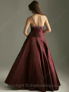 Vintage One Shoulder Beading Floor-length Taffeta Prom Dress #02015795