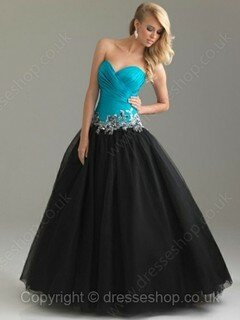 Multi Colours Satin Tulle Sweetheart Appliques Lace Perfect Ball Gown Prom Dress #02015802