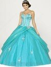 Hot Blue Satin Organza Sweetheart Appliques Lace Floor-length Prom Dress #02015811