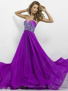 Women Sweetheart Chiffon with Crystal Detailing Empire Grape Prom Dress #02060496