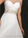 White Chiffon Tulle Scoop Neck Cap Straps Beading Wholesale Open Back Prom Dresses #02060501