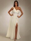 Empire One Shoulder Chiffon Floor-length Ruffles Prom Dresses #02060616