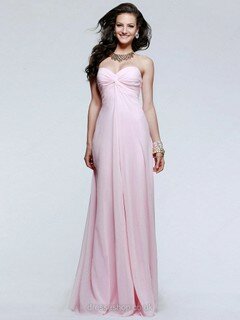 Sweetheart Empire Pink Chiffon Criss Cross Lace-up Best Prom Dress #02016019