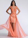 A-line Scoop Neck Chiffon Satin Tulle Asymmetrical Appliques Lace Prom Dresses #02016028
