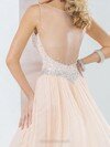 Cheap A-line Scoop Neck Chiffon Tulle with Crystal Detailing Zipper Side Prom Dress #02016045