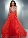 A-line Halter Chiffon Floor-length Rhinestone Prom Dresses #02016064