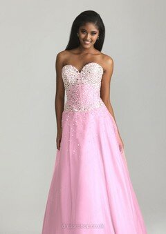 Beautiful Princess Pink Satin Tulle Crystal Detailing Sweetheart Prom Dress #02016118
