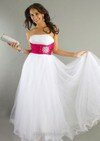 Strapless White Tulle Beading Princess Backless Wholesale Prom Dresses #02016122