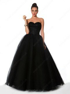 Gorgeous Sweetheart Black Tulle Lace Beading Ball Gown Prom Dress #02016517