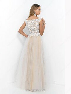 Top Scoop Neck Appliques Lace Multi Colours Tulle Floor-length Prom Dress #02016555