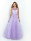 Princess Scoop Neck Satin Tulle Floor-length Rhinestone Prom Dresses #02016556