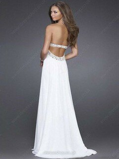 Wholesale Empire Chiffon with Beading White Strapless Prom Dress #02022522