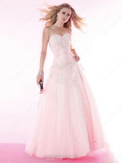 Sweetheart Pink Tulle Appliques Lace Lace-up Beautiful Princess Prom Dresses #02016567