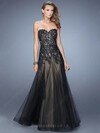 Princess Sweetheart Satin Tulle Floor-length Appliques Lace Prom Dresses #02016472