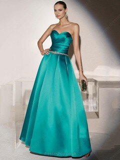 Sweetheart Fashion Emerald Satin Crystal Detailing Princess Prom Dresses #02016580