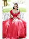 Princess Off-the-shoulder Satin Tulle Floor-length Beading Prom Dresses #02016594