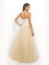 Elegant Sweetheart Champagne Tulle with Appliques Lace Princess Prom Dresses #02016599