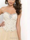 Elegant Sweetheart Champagne Tulle with Appliques Lace Princess Prom Dresses #02016599