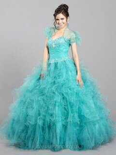 Ball Gown Sweetheart Tulle Floor-length Cascading Ruffles Prom Dress #02016602