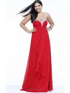 Cute Empire Chiffon Sweetheart Beading Red Prom Dresses #02016654