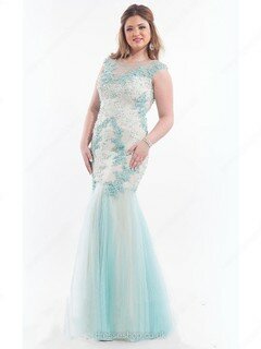 Scoop Neck Multi Colours Tulle Cap Straps Crystal Detailing Trumpet/Mermaid Prom Dresses #02016666