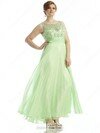 Sage Scoop Neck Chiffon Tulle Beading Great Ankle-length Prom Dresses #02016668