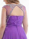 A-line Great Lilac Chiffon Crystal Detailing Scoop Neck Cap Straps Prom Dresses #02016675