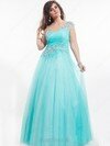 Princess Blue Tulle Beading Pretty One Shoulder Prom Dresses #02016676