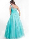 Princess Blue Tulle Beading Pretty One Shoulder Prom Dresses #02016676