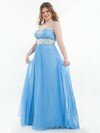 A-line Scoop Neck Cap Straps Beading Fuchsia Chiffon Prom Dresses #02016682