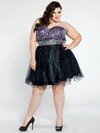 Black Tulle Sweetheart Crystal Detailing Lace-up Short/Mini Prom Dresses #02016684