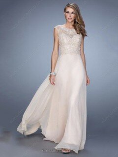 Scoop Neck A-line Tulle Chiffon with Pearl Detailing Girls Prom Dress #02016432