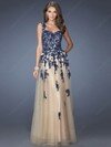 Coolest Sweetheart Open Back Tulle with Appliques Lace A-line Prom Dresses #02016448