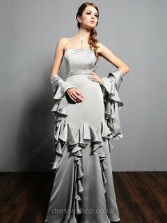 Exclusive Strapless Silk-like Satin with Ruffles Floor-length Silver Mother of the Bride Dresses #01021506