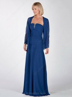 Fashion Strapless Royal Blue Chiffon Beading Sheath/Column Mother of the Bride Dresses #01021520