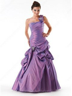 One Shoulder Taffeta Floor-length Beading Lace-up Famous Mother of the Bride Dresses #01021528
