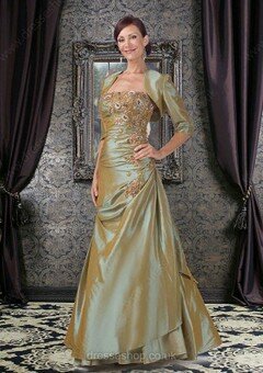 Floor-length Taffeta with Appliques Lace Wrap Online Strapless Mother of the Bride Dress #01021544